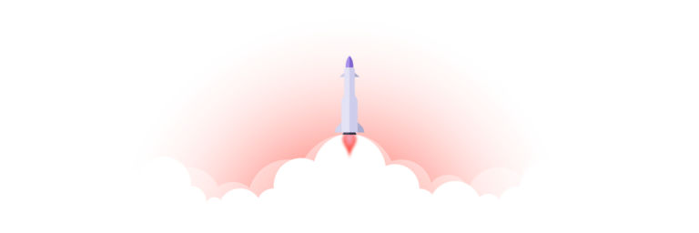 flat illustration of a rocket launch